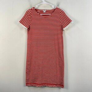 J.Crew Womens Small Dress T Shirt Red White Stripe Stretch Knit Pullover 11971
